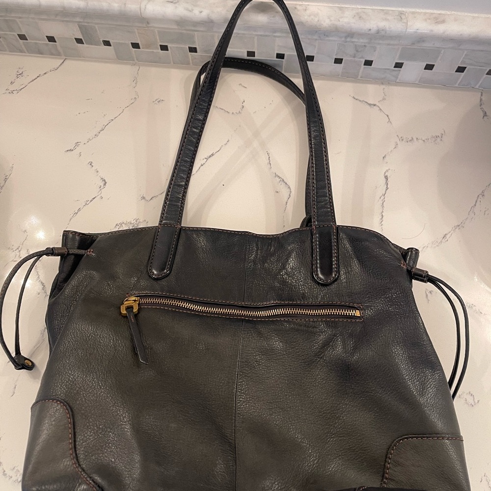 HOBO Black Leather Shoulder Bag with Textured Finish